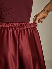 levne Maxi sukně-Dámské Sukně Elegantní Vinobraní Módní Maxi Středně vysoký pas Sukně Nabírané šaty Plisé Kapsy Lehce elastické Nový Rok Párty večerní šaty Vínově rudá Jaro Hedvábí jako satén
