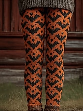 billige Halloween-bukser-Dame Bukser Leggings Koselige leggings Gatemote Fritid Full lengde Høy Midje Grafiske trykk Elastisk midje Trykt mønster Pusteevne Bekvem Elastisk Feriereise Gate Dagligdagstøy Oransje Sommer Vår Høst