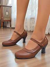 cheap 1950s-Women&#039;s Vintage Green Mary Jane Heels - 1950s-Style Round Toe Shoes with Scallop Details for Fall Work Looks,Daily Outfits and Vintage-Inspired Gatherings