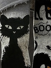 お買い得  ハロウィンボトムス-女性用 パンツ レギンス 心地よいレギンス ストリートファッション カジュアル 全長 ハイウエストPantsHalloween 猫 弾性ウエスト プリント 通気性 快適 伸縮性あり バケーション ストリート デイリーウェア ブラック 春 秋 レギュラー