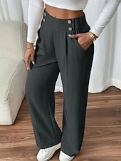 Жен. Широкие Костюм Мода Уличный стиль Полная длина Средняя талия Полотняное плетение Карман Эластичная талия Удобный Официальные Офис Для улицы Абрикосовый Серый Черный Светло-зеленый Осень Недорогие широкие ноги и высокая талия-Жен. Широкие Костюм Мода Уличный стиль Полная длина Средняя талия Полотняное плетение Карман Эластичная талия Удобный Официальные Офис Для улицы Абрикосовый Серый Черный Светло-зеленый Осень