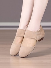 abordables Practice Dance Shoes-Women's Beige Knit Jazz Shoes with Glitter Detailing - Professional Dance Footwear