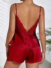 Χαμηλού Κόστους Πιτζάμες και νυχτικά-Γυναικεία Πυτζάμες Μοντέρνα Καθημερινό Ανατομικό Μονόχρωμες Σατέν Μεταξωτές Πιτζάμες Πιτζάμες Δαντέλα Κουρελού Σπίτι Κρεβάτι Αμάνικο Λουριά Ροζ Ανοικτό Μαύρο Λευκό Σαμπανιζέ Ρουμπίνι Καλοκαίρι