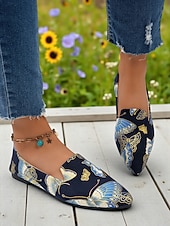 abordables Chaussures sans lacet et mocassins femme-Chaussures plates rouges à bout pointu pour femmes – mocassins élégants à enfiler pour Noël, les fêtes et les tenues décontractées du quotidien