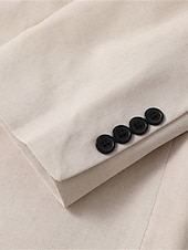 abordables Blazers Classiques pour Hommes-Homme Blazer en lin Ensemble Affaires Cocktail Fête de mariage Mode Occasionnel Printemps Automne 30% Lin 60% polyester Uni Avec Poches 2 pièces Confortable Simple Boutonnage veste Blanche Kaki Bleu