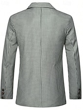 billiga Herrars klassiska kavajer-Herr Kavaj Företag Cocktailfest Bröllopsfest Mode Ledigt Vår Höst Polyester Hundtandsmönster Ficka Knappar Bekväm Dubbelknäppt Blazer Grön