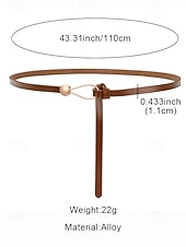 economico Cintura da donna-Cintura sottile da donna in similpelle PU – cintura regolabile con fibbia ad anello e a sfera color oro, stile minimalista per abiti, blazer e cappotti, perfetta per lavoro, appuntamenti serali e abiti da festa