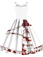 女性用スカルプリントミニドレス Aラインドレス カジュアル デイリー ホリデー レギュラーフィット スカル ノースリーブ スパゲッティストラップ ブラック ホワイト ワイン サビレッド 夏 春 秋 お買い得  頭蓋骨と骨のドレス-女性用スカルプリントミニドレス Aラインドレス カジュアル デイリー ホリデー レギュラーフィット スカル ノースリーブ スパゲッティストラップ ブラック ホワイト ワイン サビレッド 夏 春 秋