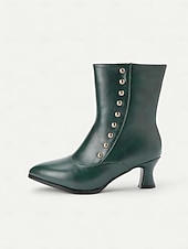 cheap Victorian &amp; Edwardian-Women's Edwardian Victorian Button Ankle Boots - Two-Tone Leather Retro Heeled Booties for Costume Events,Vintage Parties  and 1900s-1910s Historical Fashion
