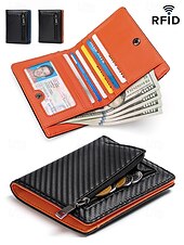 Недорогие Кошельки-Мужской кожаный кошелек с блокировкой RFID, большой вместимостью – тонкий двухстворчатый держатель карт с 7 отделениями для карт, окошком для удостоверения личности, отделением для наличных и карманом для монет на молнии для повседневного ношения и путеше