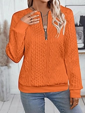 economico Felpe e Sweatshirt Texturizzati-Per donna Felpa con texture Felpe Felpe con cerniera Semplice Streetwear Casual Comodo Manica Lunga Collo Alto Top Regolari Streetwear Ferie Uscire Zip a un quarto Bianco Rosa Vino Rosa scuro Blu