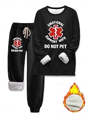 abordables Ensembles deux pièces-Femmes Élégant Chaud Mode Ensembles deux pièces Survêtement Ensembles de Pantalons manche longue Manche Évêque Col ras du cou Col rond Graphique Lettre Imprimé Extérieur Vacances Quotidien Noir Rose