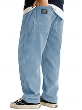 economico Gamba Dritta-Per uomo Pantaloni da tuta Pantaloni Pantaloni in velluto a coste Pantaloni casual Coulisse Elastico in vita Gamba Dritta Tinta unica Semplice Traspirante Lunghezza intera Casuale Quotidiano Uscire
