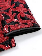 economico Blazer Classici da Uomo-Per uomo Blazer Cocktail party Ricevimento di matrimonio Moda Casual Primavera Autunno Poliestere Floreale Tasca Bottoni Confortevole Monopetto Giacca Rosso