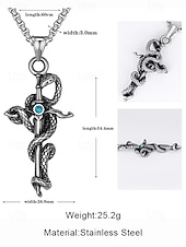 economico Accessori di Halloween-Collana con ciondolo a forma di spada e serpente in acciaio al titanio per Halloween da uomo – gioielli con catena a croce in stile punk gotico per feste in maschera, cosplay e moda quotidiana
