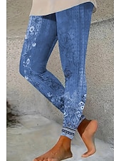 abordables Estampado Floral-Mujer Polainas Vacaciones Vintage Estilo Étnico Hasta el Tobillo Alta cintura Floral Graphic Impresión 3D Secado rápido Transpirabilidad Suave Elástico Diario Hogar Exterior Rojo Azul Verde Trébol
