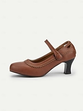 cheap 1950s-Women&#039;s Vintage Green Mary Jane Heels - 1950s-Style Round Toe Shoes with Scallop Details for Fall Work Looks,Daily Outfits and Vintage-Inspired Gatherings