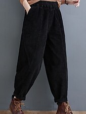 abordables pierna ancha y cintura alta-Mujer Chinos Vacaciones Moda Casual Longitud total Alta cintura Plano Bolsillo Cintura elástica Confortable Suave Cómodo Microelástico Exterior Calle Negro Morado Verde Trébol Café Primavera Otoño
