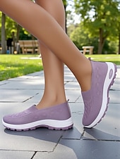 levne Dámské tenisky-Dámské béžové pohodlné tenisky s flyknit nazouvací – lehké prodyšné boty do parku, na pochůzky i na každodenní nošení