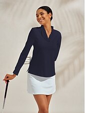 olcso Póló és Quarterzip-Női POLO trikó Fekete Fehér Rózsaszín Hosszú ujj Ing Női golffelszerelések ruhák ruhák, ruházat