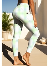 halpa Jooga-leggingsit ja sukkahousut-Naisten pilates-legginsit Fitness-housut Urheilulegginsit Taskut Leimavero Sivutaskut Pilates Kuntosali Kuntosaliharjoitus Housut Pyöräily Sukkahousut Leggingsit Kuvitettu Väri kaltevuus Abstrakti