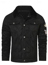preiswerte Herrenjacken &amp; Herrenmäntel-Herren Winterjacke Fleecejacke Freizeitjacke Urlaub Täglich Thermowarm Tasche Fleece Herbst Winter Einfach Mode Streetwear Revers Regulär Schwarz Khaki Jacken