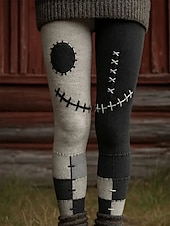 levne Halloween kalhoty-Dámské Kalhoty Legíny Pohodlné legíny Šik ven Na běžné nošení Plná délka Vysoký pasPantsHalloween Dýně Elastický pas Tisk Prodyšnost Pohodlné Elastické Dovolená ulice Denní nošení Černá Léto Jaro
