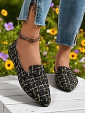 abordables Chaussures sans lacet et mocassins femme-Chaussures plates rouges à bout pointu pour femmes – mocassins élégants à enfiler pour Noël, les fêtes et les tenues décontractées du quotidien
