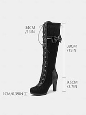 ieftine Victorian și Edwardian-Cizme de damă până la genunchi, inspirate din stilul victorian din anii 1890, din dantelă neagră, cu fundă, pentru tocuri elegante, pentru petreceri tematice și evenimente vintage elegante &amp;evenimente