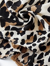 abordables Bufandas de mujer-Bufanda con borlas y estampado de leopardo para mujer: chal extragrande, suave y ligero con flecos, estilo bohemio chic para otoño/invierno, atuendos casuales, oficina, viajes y regalos.