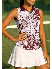 economico Camicia Donna-Per donna Floreale Maglietta sportiva Polo da golf Maglia da tennis Senza Maniche Cerniera Floreale UPF50+ Resistente ai Raggi UV Alta elasticità Traspirante Tennis Golf Pickleball Collo ripiegato