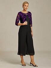 abordables Blazers et Costumes-veste blazer femme dentelle brodée paillettes ouvert devant élégant floral formel anniversaire fête mariage invité ouvert devant court col rond coupe régulière manches 3/4 vêtements d&#039;extérieur
