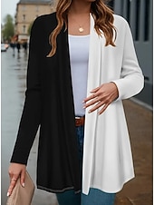 olcso 3D kabátok-Női Ballonkabát Könnyű Kényelmes Nyomtatott Szüret Divat Alkalmi Állat Hétköznapi Szokványos Gallér nélküli Normál Hosszú ujj Felsőruházat Fekete és fehér Fekete Tavasz Ősz