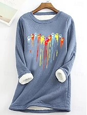 ieftine Artă și design topuri-Pentru femei Hanorac pulover Imprimeu Grafic Scrisă Casual Confort Manșon Lung Stil Nautic Topuri lungi Stradă Zilnice Albastru piscină Negru Roz Îmbujorat Gri Toamnă Iarnă