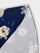 abordables Robes en chiffon-Femmes Robe Longue Maxi Robe Robe Imprimée Mode Extérieur Vacances Fête Coupe régulière Fleur manche longue Col en V Bleu Automne