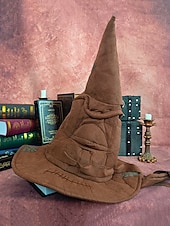 billige Halloween-tilbehør-Halloween-heksehatt til dame, vintage-stil trollmannskostymetilbehør, perfekt for cosplay og halloween-fester