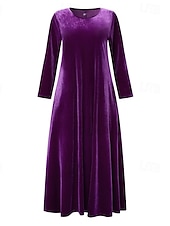 Abito Maxi in Velluto per Donna Abito Nero Abito di Laurea Abito Cocktail Abito Formale Festa Compleanno Festa Matrimonio Ufficio Semplice Maniche Lunghe Girocollo Nera Rossa Viola Verde Primavera economico vestito nero midi-Abito Maxi in Velluto per Donna Abito Nero Abito di Laurea Abito Cocktail Abito Formale Festa Compleanno Festa Matrimonio Ufficio Semplice Maniche Lunghe Girocollo Nera Rossa Viola Verde Primavera