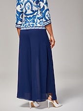  Per donna Pantaloni a Gamba Larga Pantaloni Lunghezza intera Chiffon Micro-elastico Elegante Vacanza Casa Streetwear Casuale Blu scuro Primavera Autunno Interstagionale XS S M