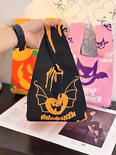 levne Tašky-Dámská halloweenská taška – pletená kabelka se vzorem dýně a netopýra na koledování, ležérní opakovaně použitelná taška přes rameno na párty, nákupy a vánoční dárek