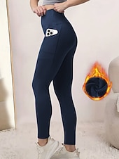 halpa Fleece-vuoratut legginsit-Naisten fleecevuoratut leggingsit Housut Leggingsit Katutyyli Vapaa-aika Täyspitkä Luonnollinen Tavallinen Joustava vyötärö Pehmeä Loma Päivittäin Bile purppura Tumma harmaa Musta Tumma