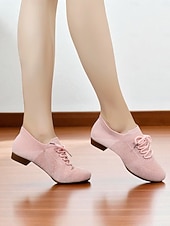 economico Scarpe da ballo allenamento-scarpe da ballo professionali da donna - scarpe da jazz e da allenamento in Flyknit rosa corallo con lacci, tacco basso, design leggero e traspirante per spettacoli di ballo da sala, latino e sul