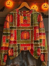 ieftine Hanorac și hoodie de Halloween-Pentru femei Hanorac pulover Grafic Dovleac Abstract Modă Casual Manșon Lung Stil Nautic Topuri obișnuite Stradă Zilnice Casual Imprimeu Galben Portocaliu Toamnă Iarnă