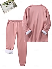  Γυναικεία Σετ δύο τεμαχίων Φόρμα Σετ παντελονιών Μακρυμάνικο Στρογγυλή Ψηλή Λαιμόκοψη Γραφική Γράμμα Κορδόνι Στάμπα Ζεστό Καθημερινά Causal Καθημερινά Θαλασσί Μαύρο Σκούρο Ροζ Φθινόπωρο Κανονικό