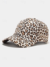 levne Dámské klobouky-Dámská baseballová čepice s leopardím vzorem – nastavitelná čepice s oblou krempou a přezkou, lehká ochrana proti slunci pro ležérní outfity, cestování, běh a outdoorové aktivity