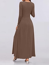 voordelige Witte jurk-Dames Maxi-jurk Trui-jurk A lijn jurk Casual Dagelijks Normale pasvorm Effen Lange mouw Strakke ronde hals Zwart Blozend Roze Rood Bruin Lente Herfst Winter
