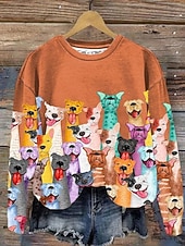 Women's Sweatshirts Graphic Animal Casual Long Sleeve Crew Neck Regular Tops Street Dailywear Print Pink Orange Fall Winter4