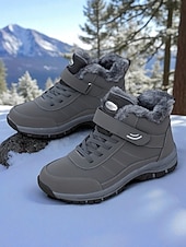 Χαμηλού Κόστους Χερευτές και χειμερινές μπότες-Γυναικεία σκούρα κόκκινα αδιάβροχα χειμερινά μποτάκια πεζοπορίας – βελούδινα, αντιολισθητικά παπούτσια για χιόνι, ζεστά παπούτσια πεζοπορίας και ταξιδιού