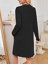 ieftine Rochie Artă și Design-Pentru femei Rochii Midi Rochie hanorac Rochie casual Modă Modern În aer liber Zilnic Sfârșit de săptămână Fit regulat Simplu Manșon Lung În V Negru Roz Îmbujorat Verde Militar Mov Primăvară Toamnă
