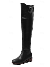 preiswerte Reitboots-Overknee-Stiefel für Damen mit seitlichem Reißverschluss, niedriger Blockabsatz im Reitstil für lässige Streetwear und urbane Outfits