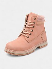 baratos Botas de combate-Botas femininas clássicas com cadarço – botas de trabalho duráveis estilo combate para outono, inverno e roupas casuais ao ar livre